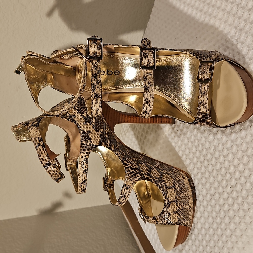 Bebe Snakeskin Pattern Heels - Picture 2 of 4